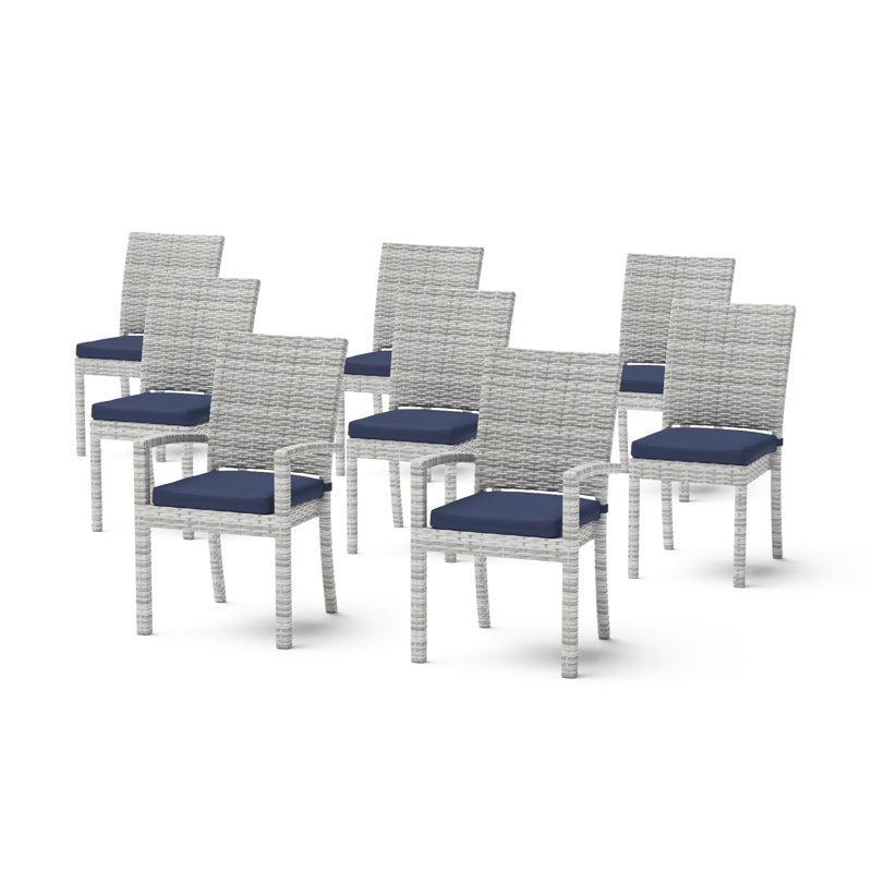 Chaises de patio Fionnula Sunbrella, Bleu marine, Gris