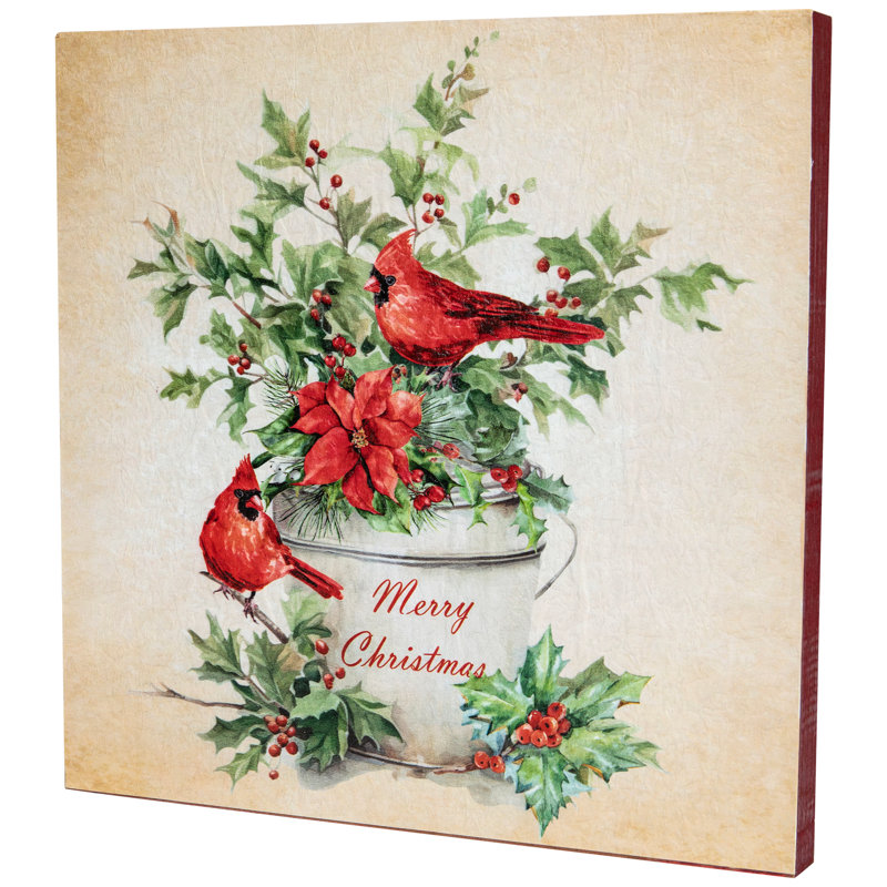 «Cardinals Merry Christmas», art mural 11,75 po x 11,75 po