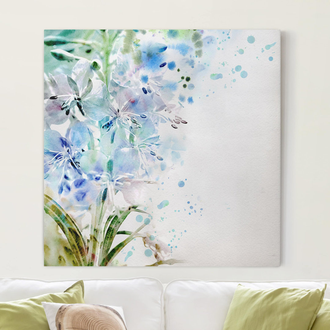 Leinwandbild Aquarell Blumen Lilien