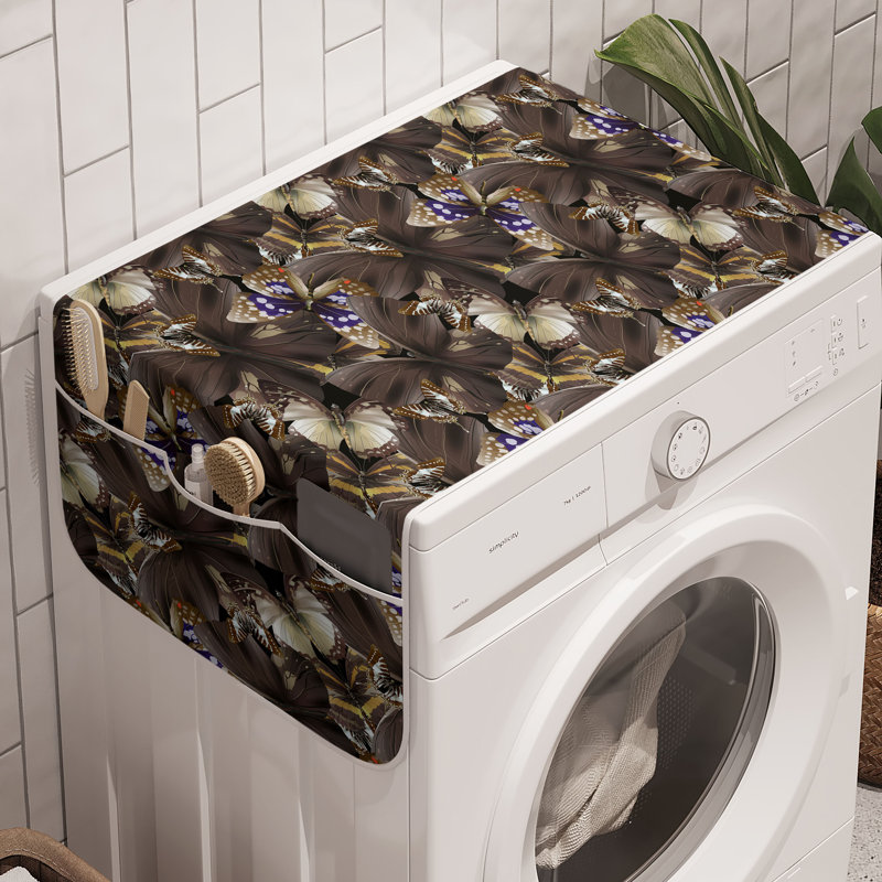 East Urban Home Spring Washing Machine Organizer Pack of 2 47" x 18.5" Dark Taupe Quartz and Indigo