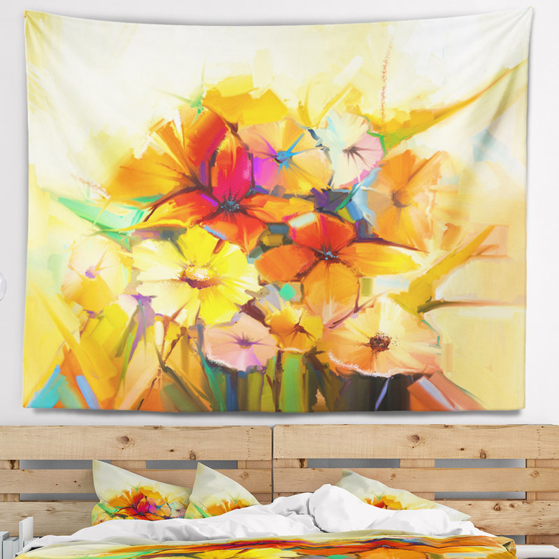 Tapisserie florale de gerberas, H 68 po x l 80 po