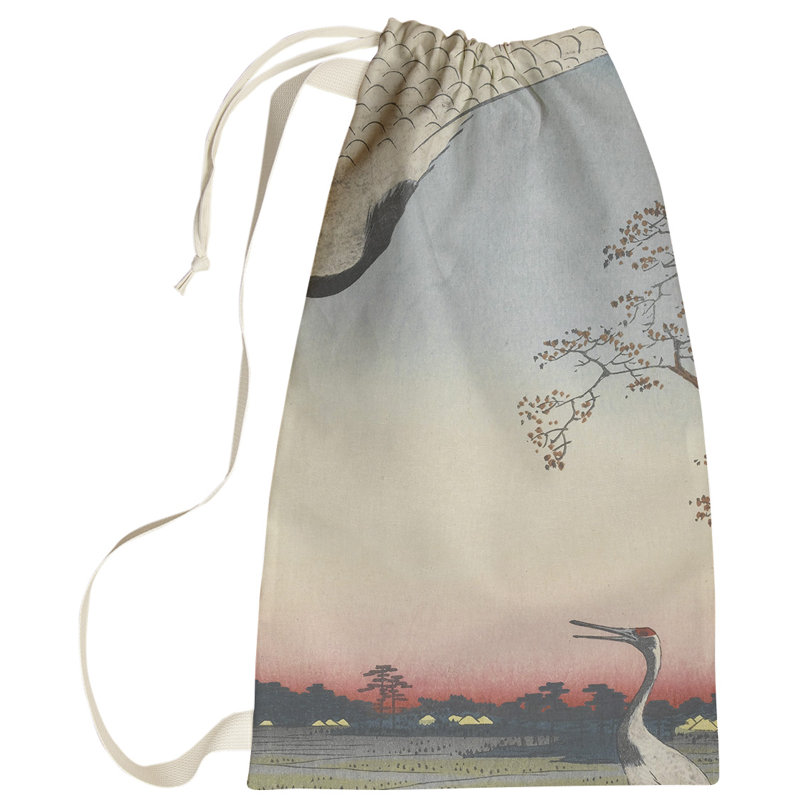 Sac à linge japonais grues Macintyre, Petit (H 64 po x l 20 po x P 1,5 po), Blanc
