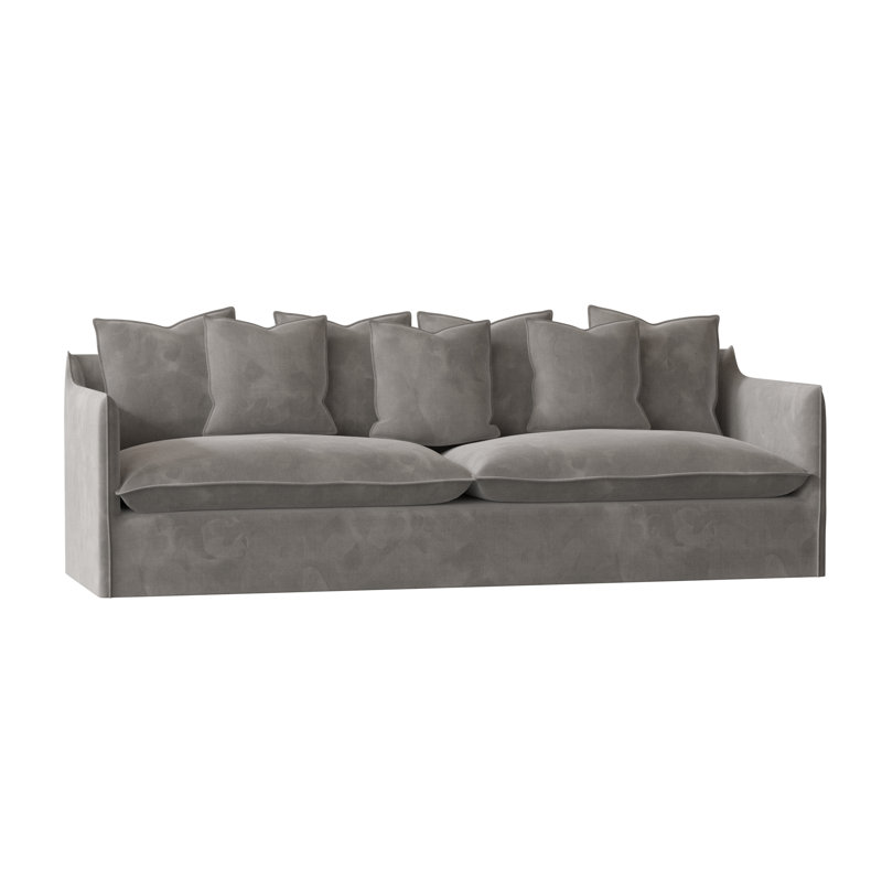 100'' Slipcovered Sofa, Bella Dove Performance Velvet, Standard, Feather/Down