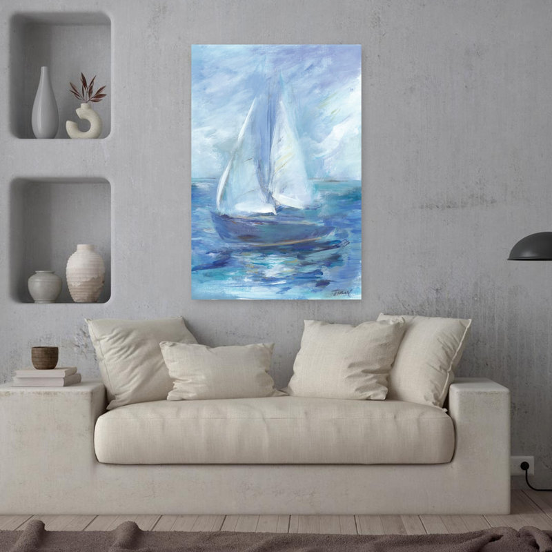 Voiles d'été, art côtier abstrait, H 36 po x l 24 po