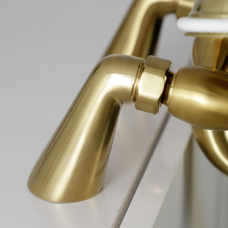 Kingston Brass Kingston Three-Handle 2-Hole Deck Mount Clawfoot Tub Faucet with Handshower, Brushed Brass