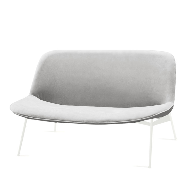 Chiado Loveseat, Light Gray Velvet, White