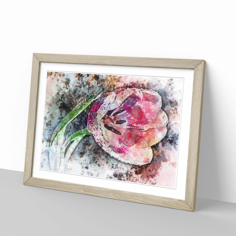 Pink Tulip - Framed Print, Oak, 40cm H x 60cm W x 2cm D