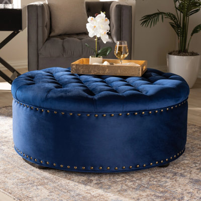 Croom 90cm Wide Tufted Round Footstool Ottoman