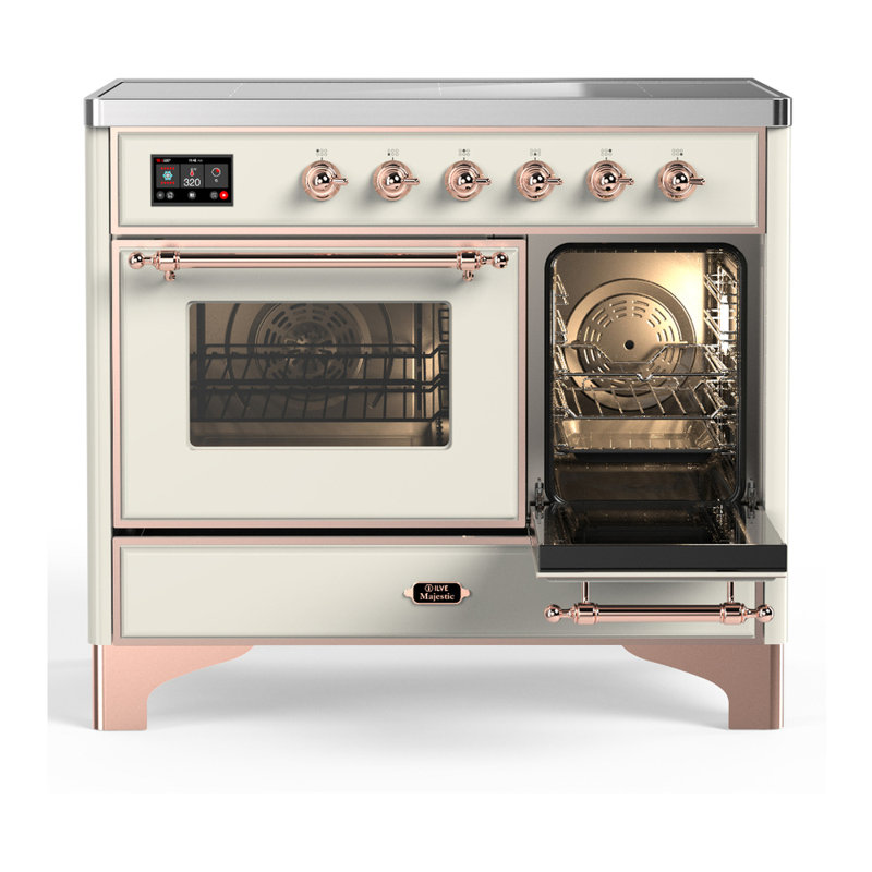 Majestic III Series 40 Inch Induction Range with 6 Induction Elements in Stainless Steel (Brass Trim), Antique White, Copper