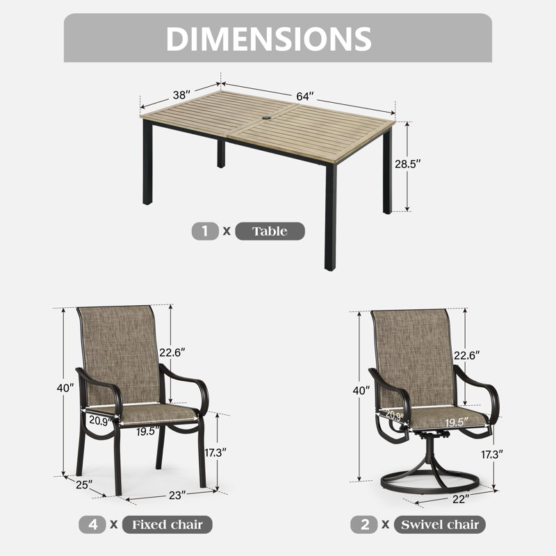 6-person Patio Dining Outdoor Table Set