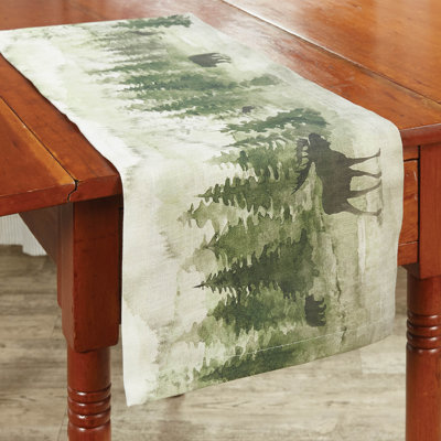 Millwood Pines Watercolor Wildlife Table Runner - 36''L - Green