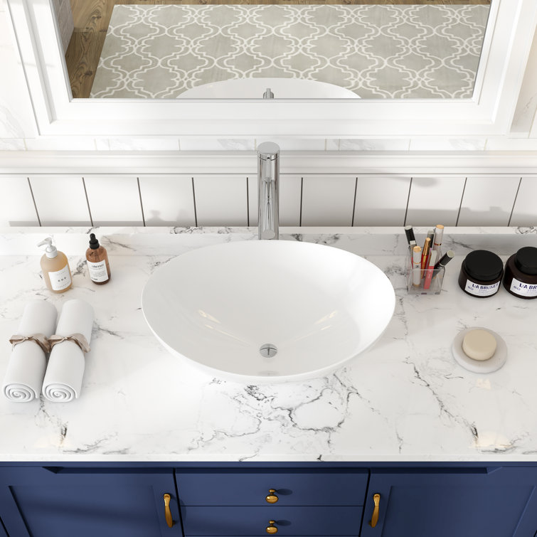 Marlow Home Co. Marr 405mm L x 335mm W White Ceramic Oval Sink