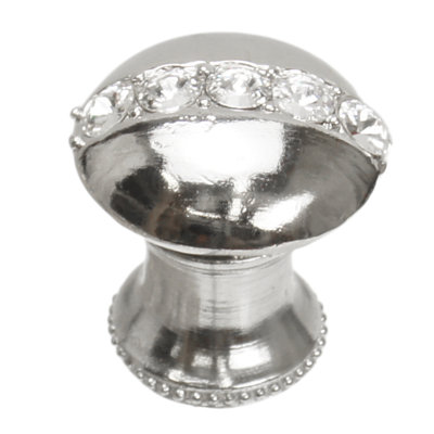 Caché round knob with flared foot with center of 5 rivoli Swarovski Clear Crystalsin Antique Brass