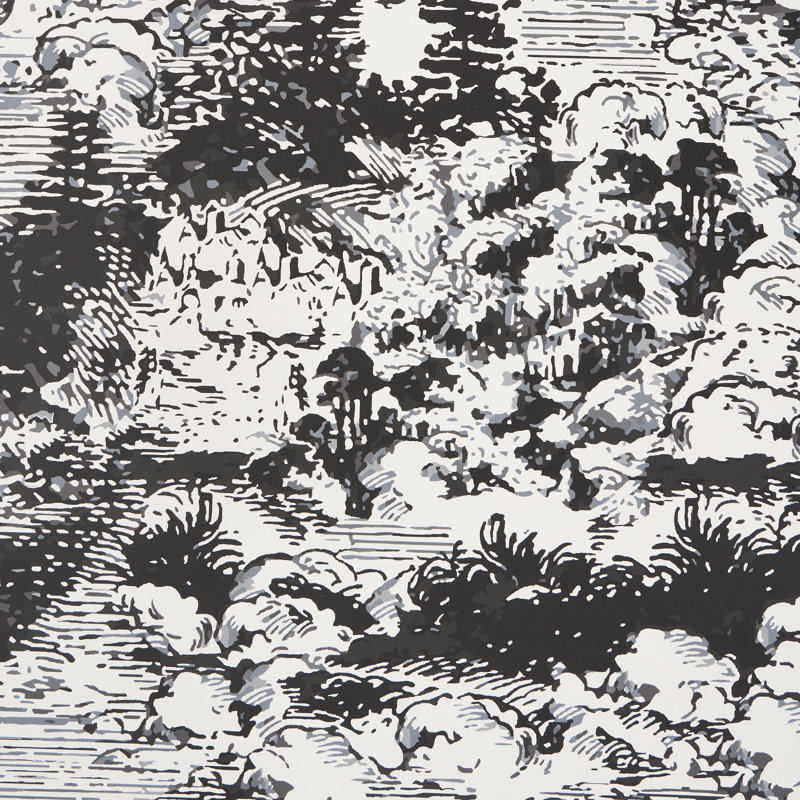 Schumacher x Johnson Hartig Modern Toile Wallpaper, Black