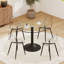 Dining Table Set For 4, 35" Glass Top Kitchen Table And Chairs For Small Spaces-123294123