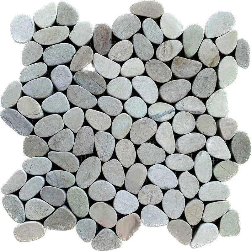 CNK Tile White Small Sliced Pebble Tile