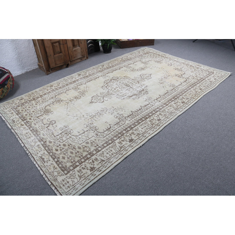Tapis Oushak rétro beige - tapis turc antique ajoute une élégance subtile à votre salon