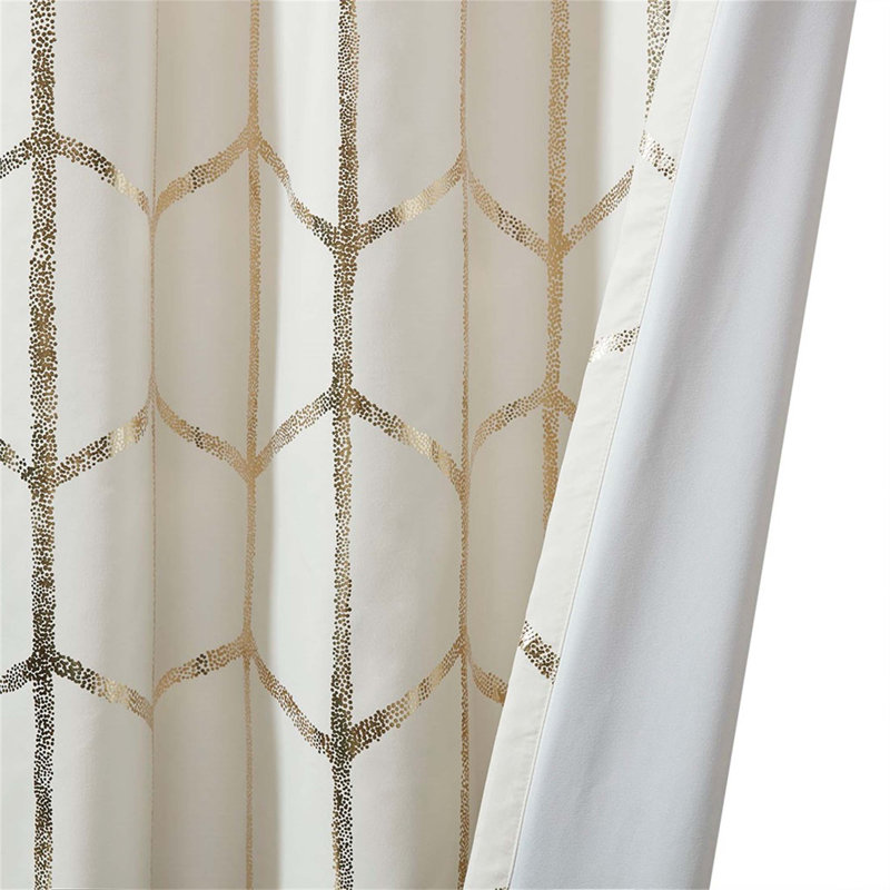 Lilyah Blackout Single Curtain Panel, Ivory/Gold, 50" W x 84" L