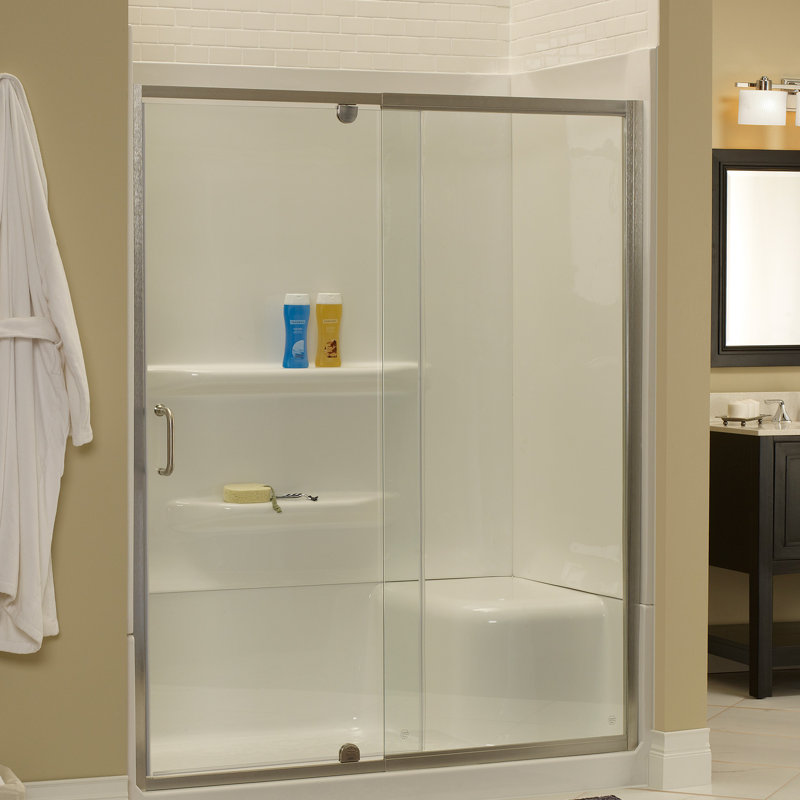 Cove 48" x 69" Pivot Frameless Shower Door, Brushed Nickel