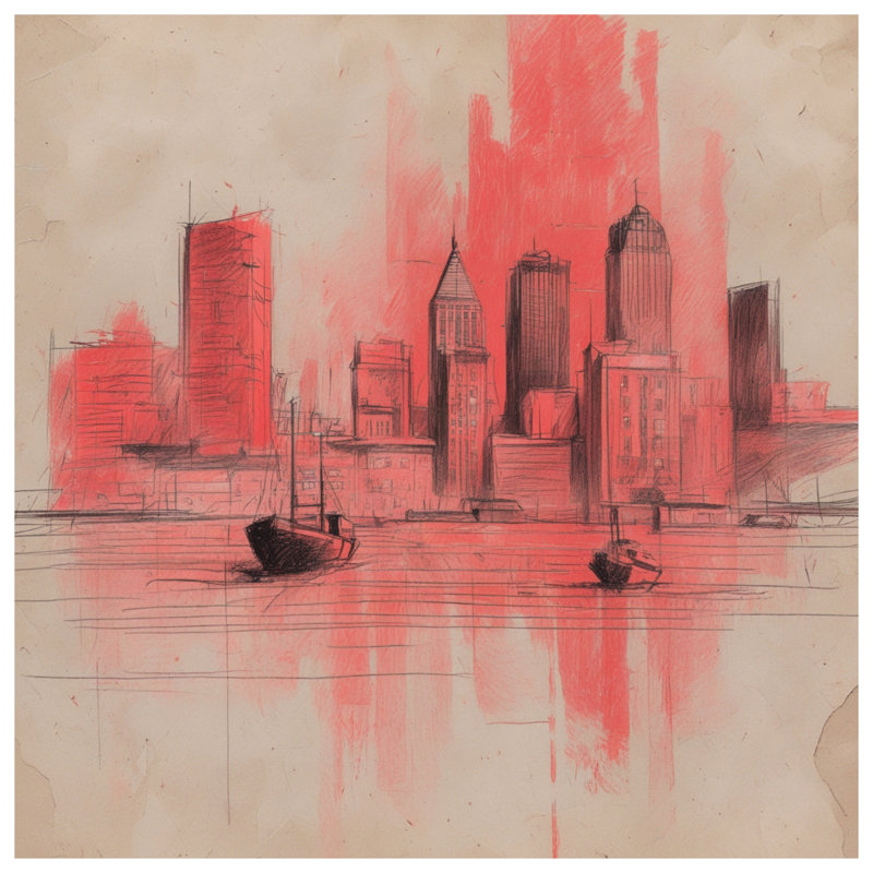 Housses de couette Red City Skyline, Grand lit