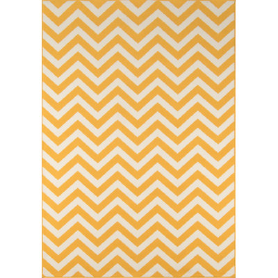 Tapis jaune à motif de chevrons Irita