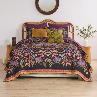Ensemble de courtepointe pour grand lit 3 pièces Greenland Home Fashions Jessa Midnight 90 x 90 + 20 x 26 (2)