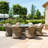 Balch 8 Seat Round Rattan Fire Pit Dining Set - with Lazy Susan