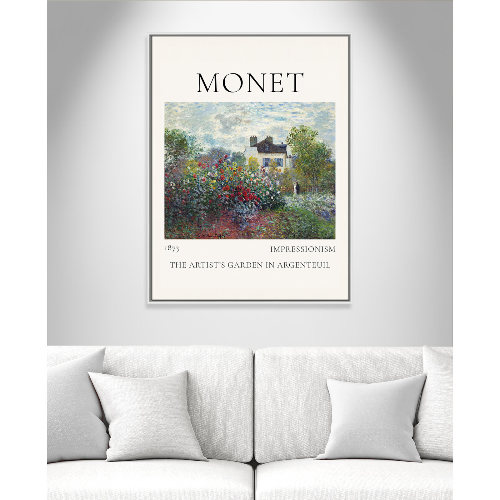 Artists Garden in Argenteuil Print by Claude Monet, No, 41.5" H x 31.5" W x 2" D, White Floater Frame