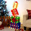 Ensemble de 4 boîtes-cadeaux de Noël illuminées avec des boucles colorées, 52 lumières DEL blanc chaud