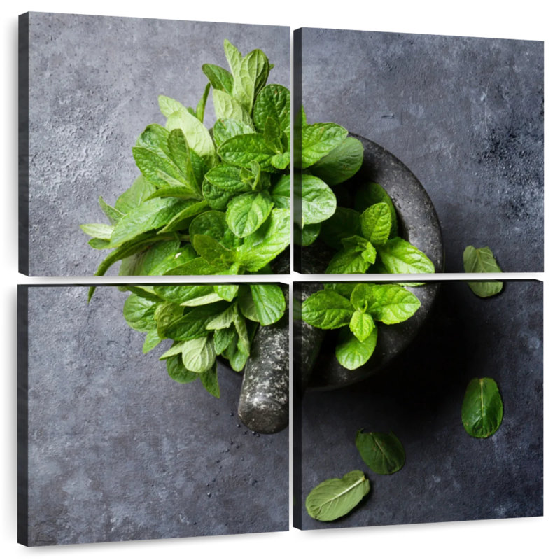 Harnek écrasant des feuilles de menthe, H 50 po x l 50 po