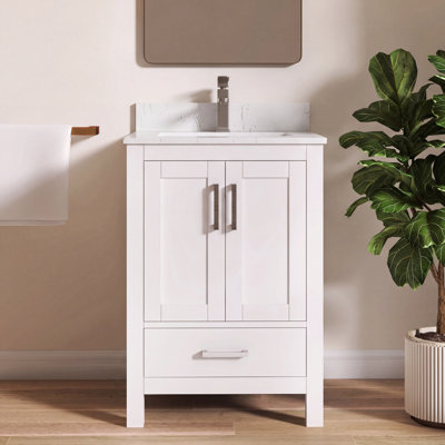 Felix 24'' Fully Assembled Single Bathroom Vanity Set With Engineered Marble Top and Backsplash
