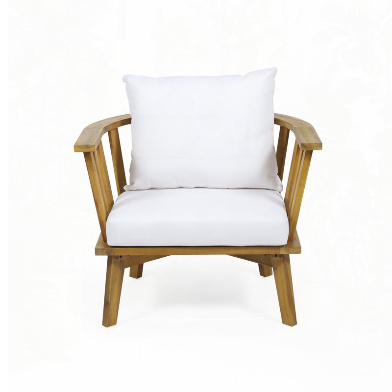 Outdoor Acacia Wood Patio Club Chair, beige-2 set