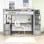 Lit mezzanine en bois avec bureau, tablettes et deux tiroirs Kaci-611991653-611991652