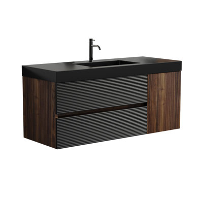 Two-tone contrasting design quartz countertop bathroom vanity sink