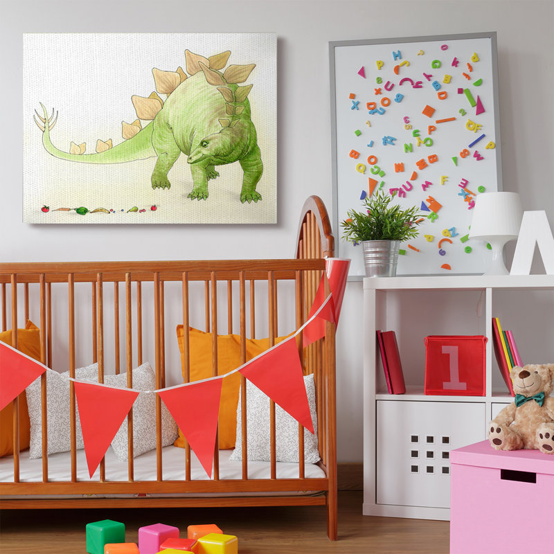 Ramsel, dinosaure et fruits, Toile tendue, H 36 po x l 48 po