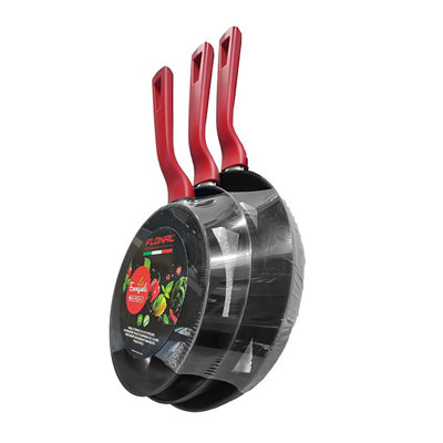 Flonal Nonstick Fry Pan Set Of 3 – 8 Inch, 9.5 Inch, 11 Inch – Forged Aluminum With Reinforced Coating