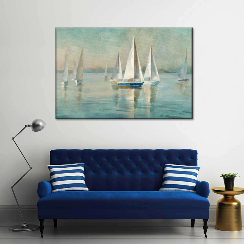 Voiliers au lever du soleil, reproduction sur toile, H 34 po x l 51 po x P 1,25 po