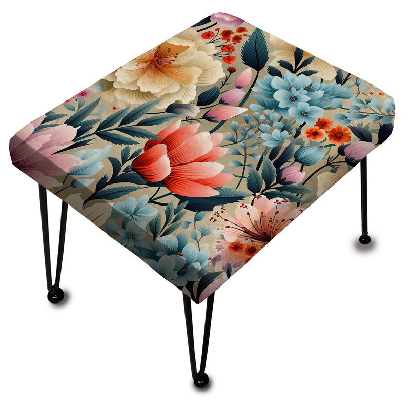 Motif botanique pastel arc-en-ciel - Repose-pieds rectangulaire botanique
