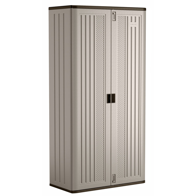 Armoire de rangement en résine avec portes verrouillables et tablettes réglables l 40 po x P 20 po Suncast, fabriquée aux États-Unis