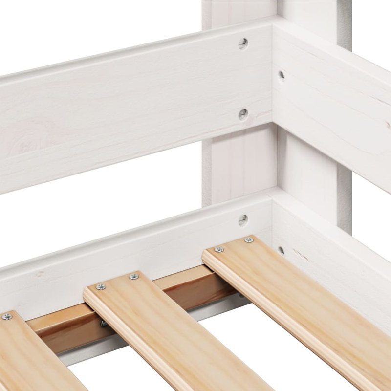 Vidaxl Bed Frame Without Mattress Wax Brown Solid Wood Pine, White, 80 x 200 cm