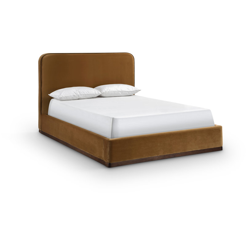 Dayna Velvet Upholstered Bed, King, Saddle Velvet