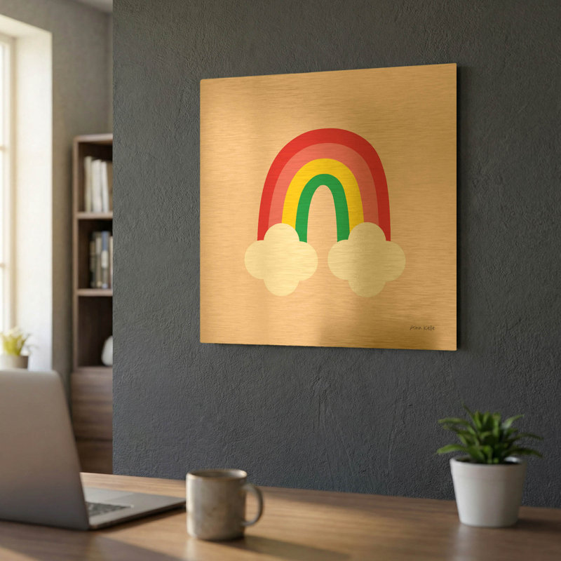 «Bright Rainbow II» par Ann Kelle, art mural en métal doré, 24 po x 24 po, 24 po x 24 po