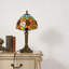 Lampe de table en verre coloré Tiffany de style tournesol, base en résine bronze antique, ampoule E26 chaude incluse, lumière d'appoint rétro