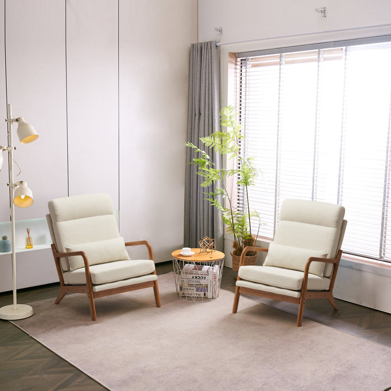 Fauteuil de 25,6 po de large Mamye, Lin beige