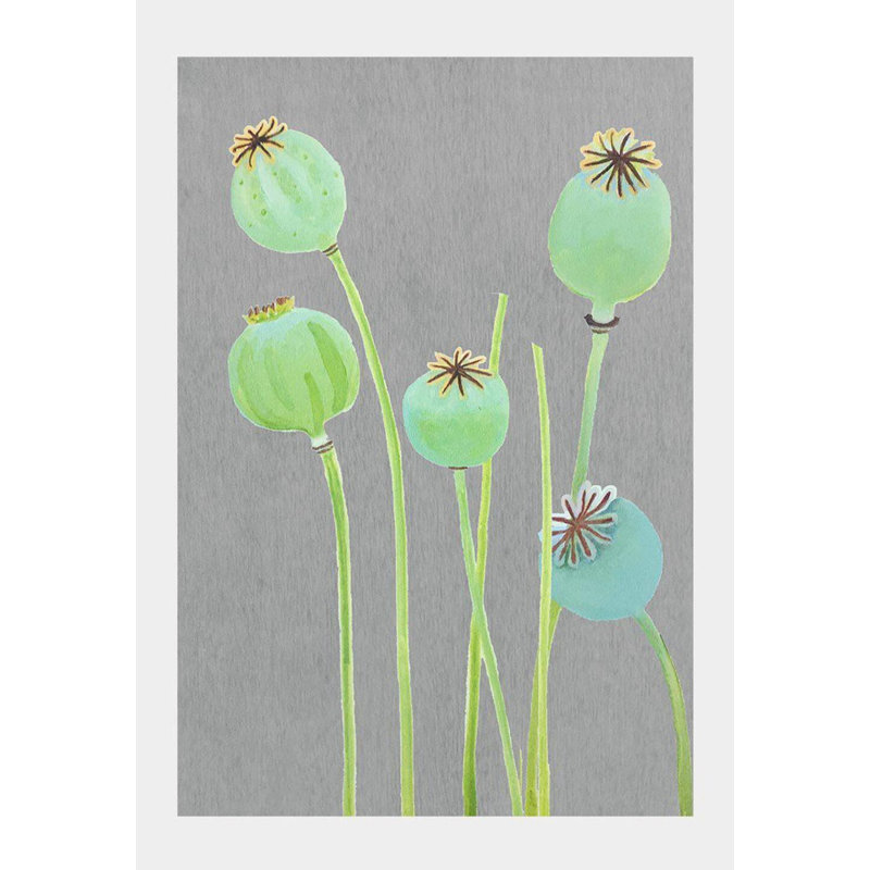 Coquelicots sur fond gris - sans cadre, H 22 po x l 17 po