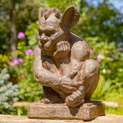 18in. Tall Gargoyle Statue Kneeling in Thought