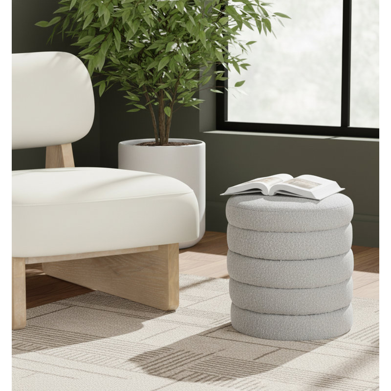 Repose-pieds standard Amy-Claire de 15 po de largeur, Tissu gris bouclé