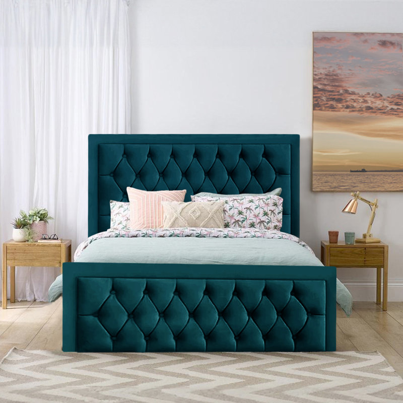 Lillias Upholstered Ottoman Storage Bed, Mallard, 135 x 190 cm