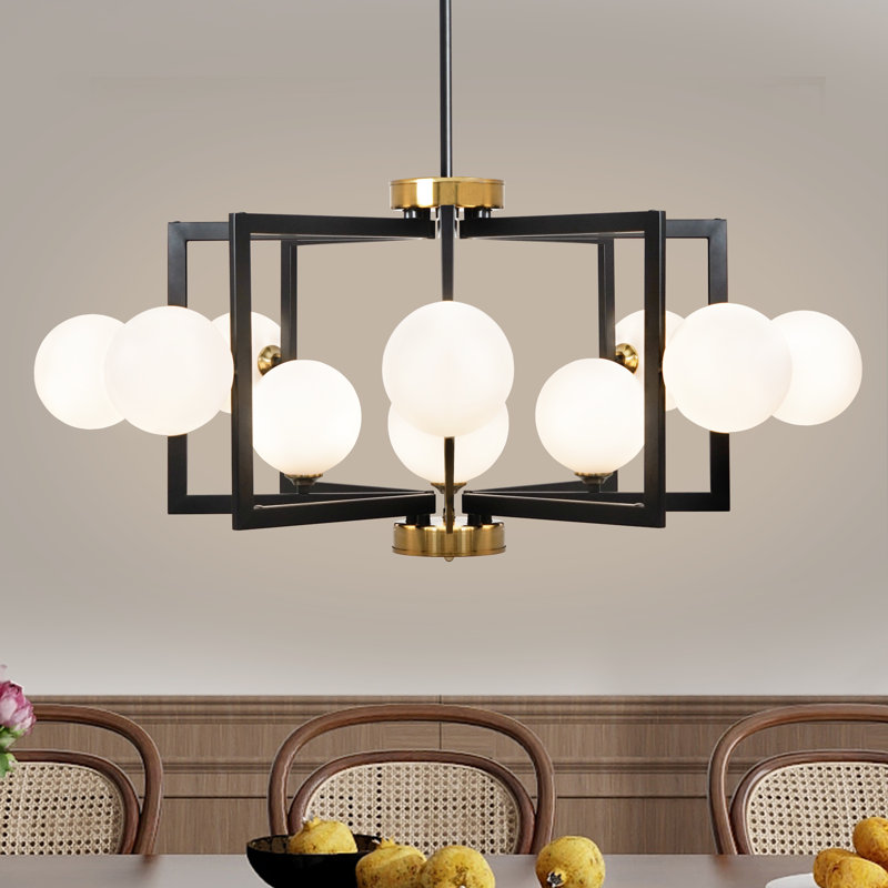 12-light Mid Century Modern Bubble Black And Gold  Light Fixtures Sputnik Chandelier For Kitchen Dining Room