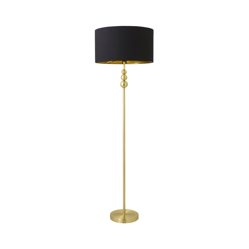 Randalia 145cm Traditional Floor Lamp, Brushed Gold, Black